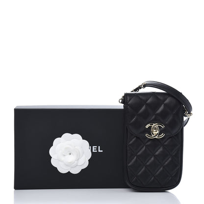 Chanel Lambskin Quilted Phone Chain Clutch Waist Bag Black 12 of 12