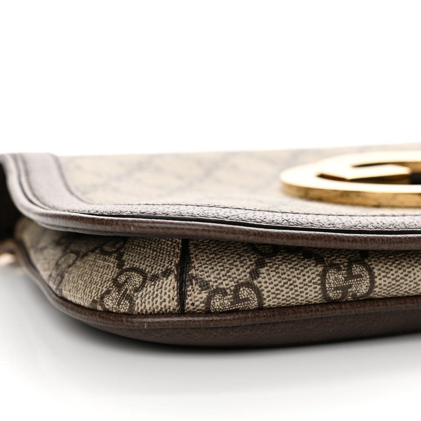 GG Supreme Monogram Textured Dollar Calfskin Blondie Chain Shoulder Flap Bag Beige Ebony New Acero