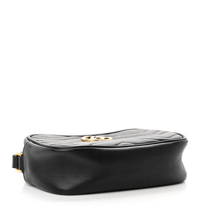 Gucci Calfskin Matelasse Mini GG Marmont Wrist Wallet Black 4 of 12