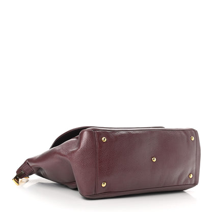 Gucci Metallic Pebbled Calfskin Medium 1973 Top Handle Satchel Burgundy 4 of 18