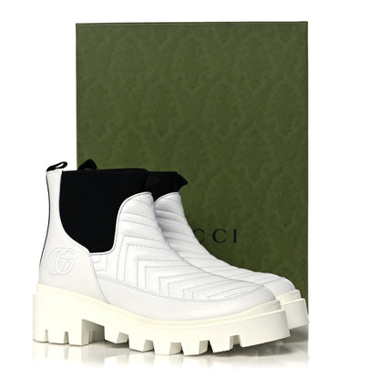 Gucci Calfskin Nappa Matelasse Frances Chelsea Boots 40 Great White Black 8 of 8