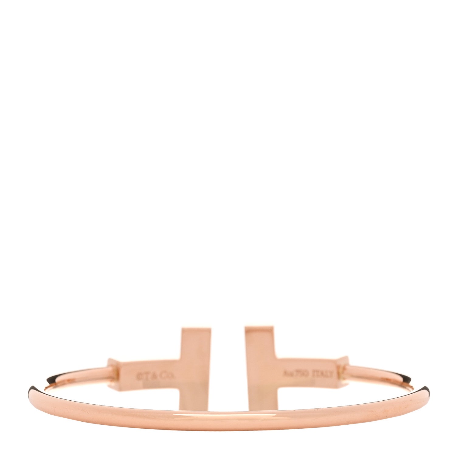 Tiffany 18K Rose Gold T Wide Wire Bracelet 2 of 4