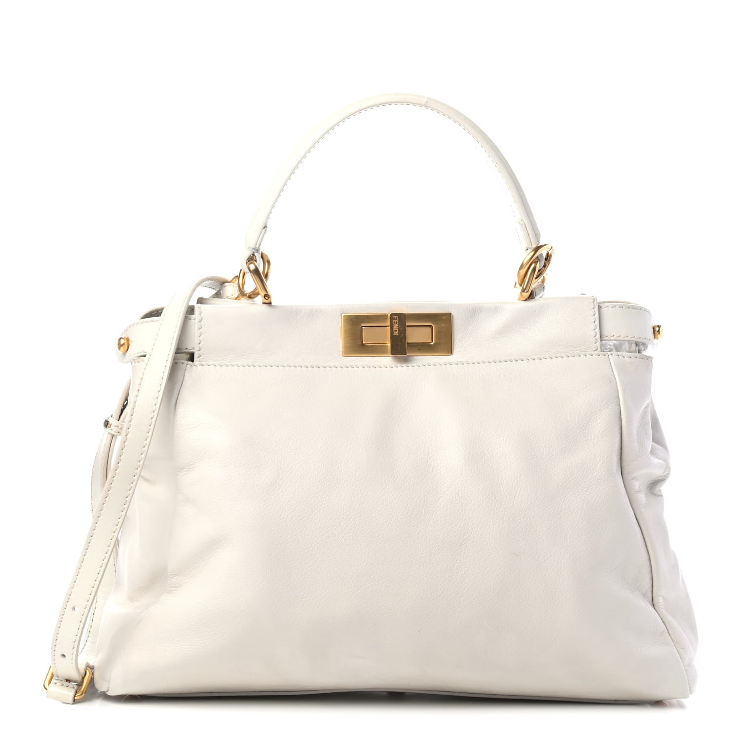 Fendi Nappa Medium Peekaboo Iconic Satchel White 1 of 6