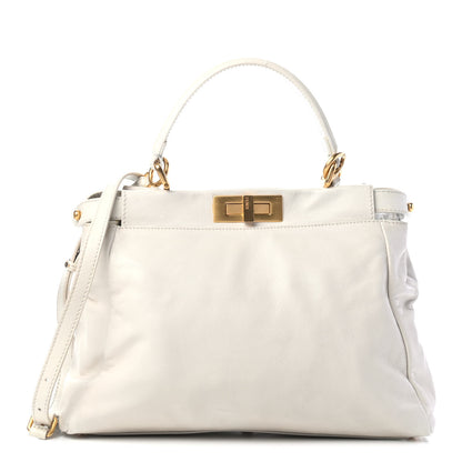 Fendi Nappa Medium Peekaboo Iconic Satchel White 1 of 6