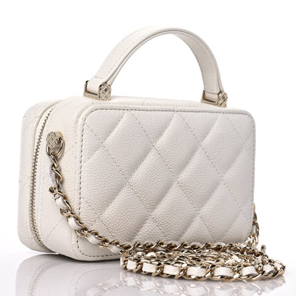 Chanel Caviar Quilted Small Top Handle Vanity Case White 4 of 11