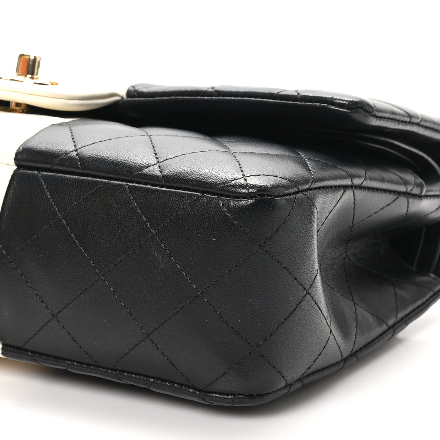 Chanel Lambskin Quilted Medium Double Flap Black White 10 of 11