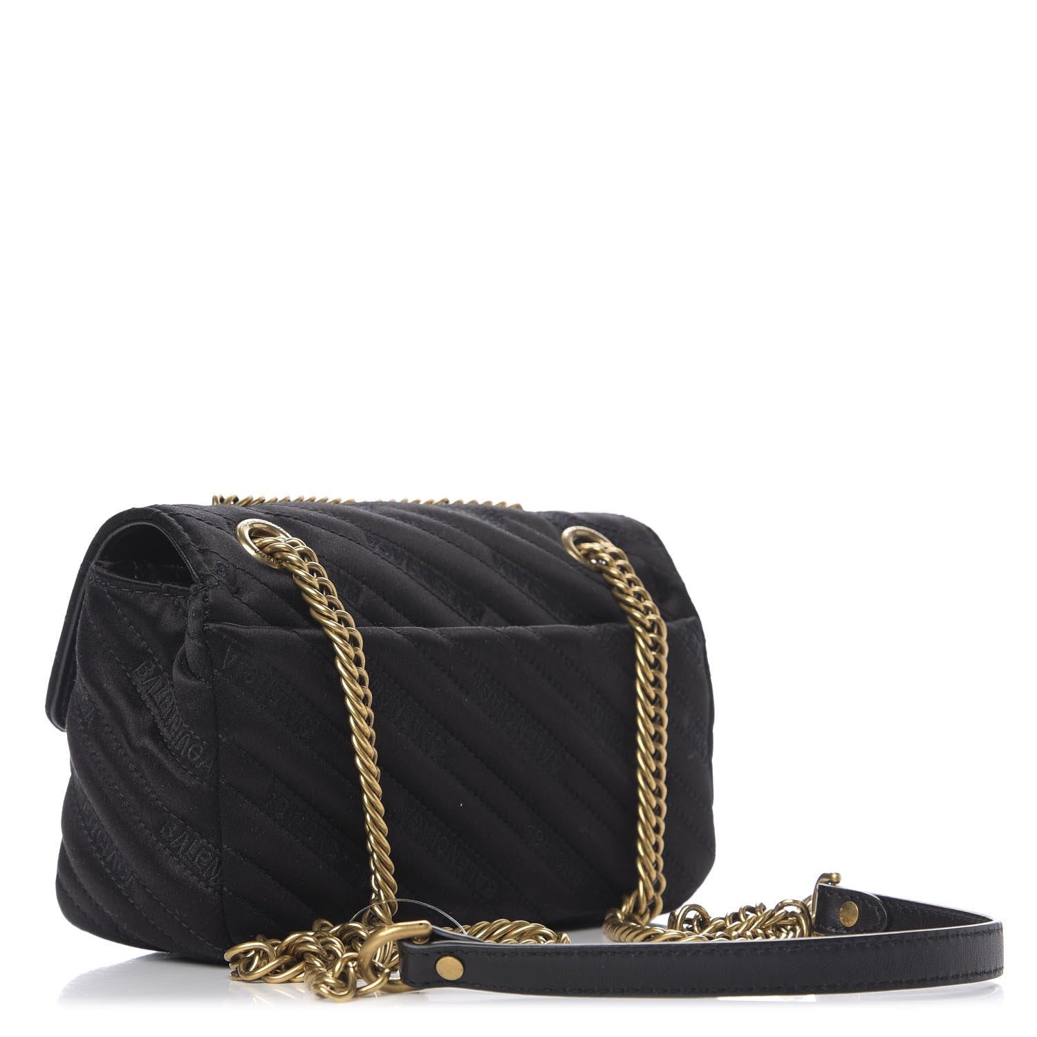 Balenciaga Satin Jacquard Logo Matelasse S BB Round Shoulder Bag Black 3 of 10