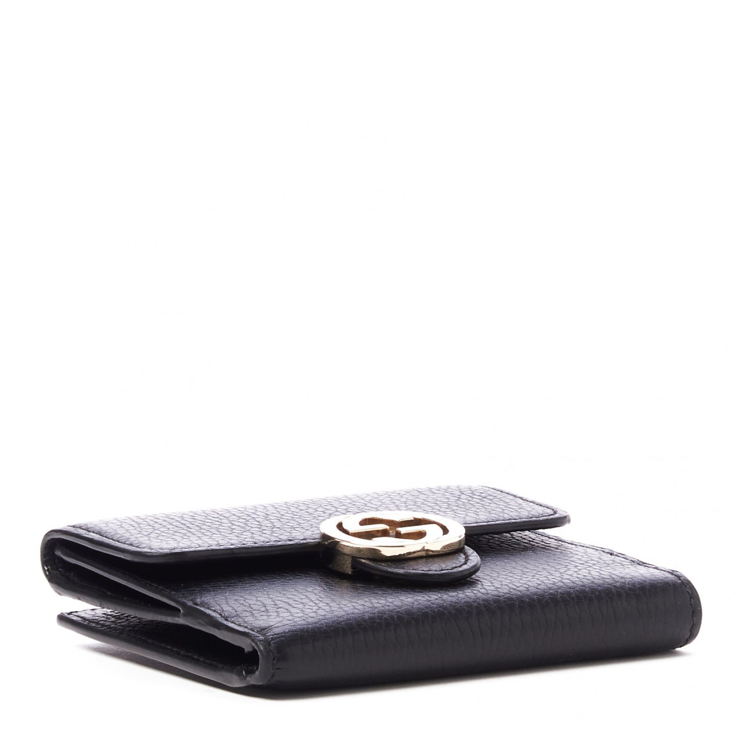 Dollar Calfskin Interlocking G French Wallet Black