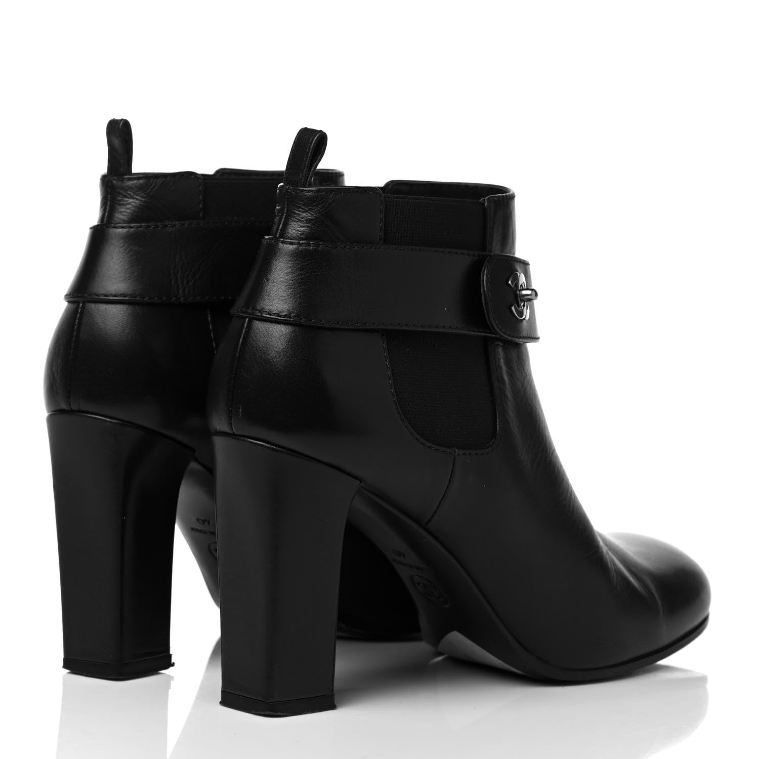 Chanel Calfskin CC Turnlock Ankle Boots 40 Brown 6 of 10