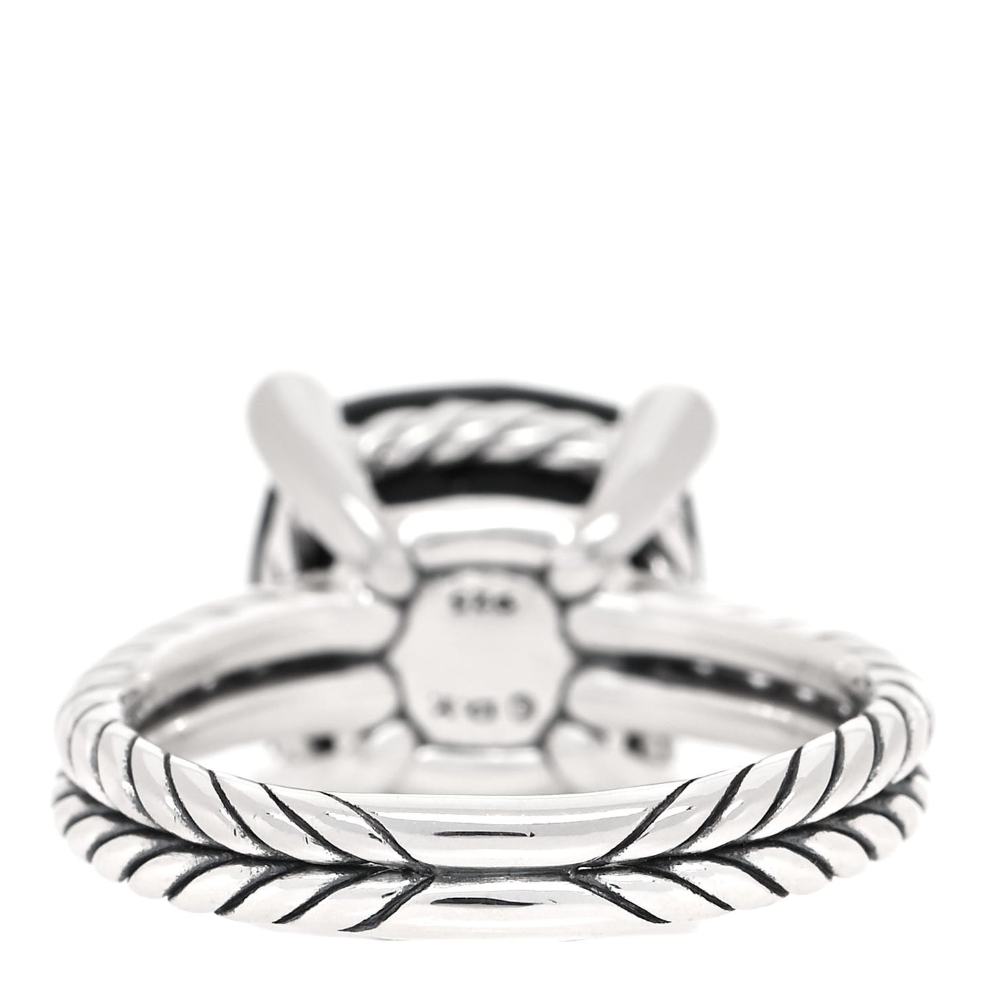 Sterling Silver Diamond Black Onyx 11mm Chatelaine Ring 52 6