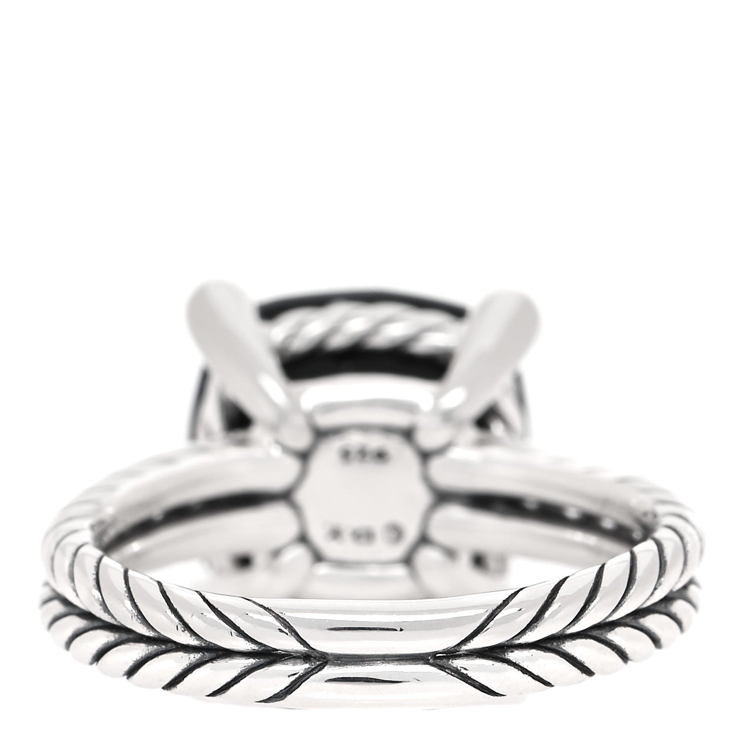 David Yurman Sterling Silver Diamond Black Onyx 11mm Chatelaine Ring 52 6 3 of 4