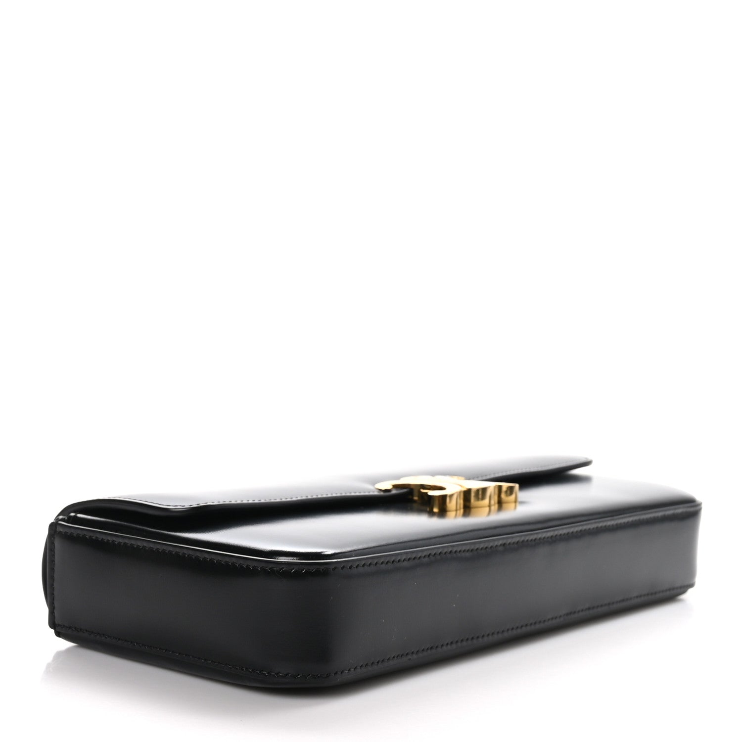 Celine Shiny Calfskin Triomphe Chain Shoulder Bag Black 4 of 10