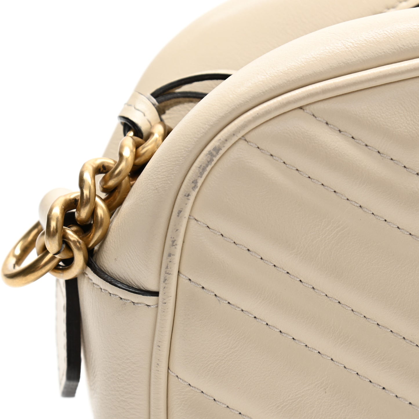 Calfskin Matelasse Small GG Marmont Chain Shoulder Bag White