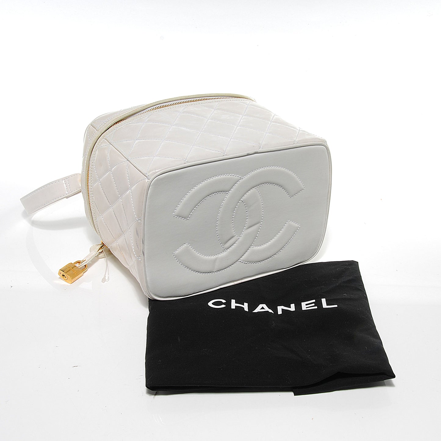 Quilted Leather CC Vanity Cosmetic Case White