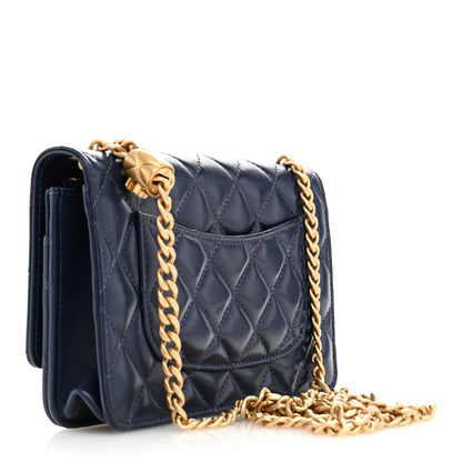 Chanel Lambskin Quilted Pillow Crush Wallet On Chain WOC Dark Blue 3 of 14
