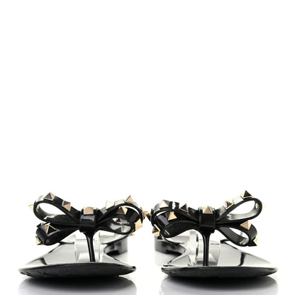 Valentino Garavani PVC Jelly Rockstud Bow Thong Sandals 39 Black 2 of 7