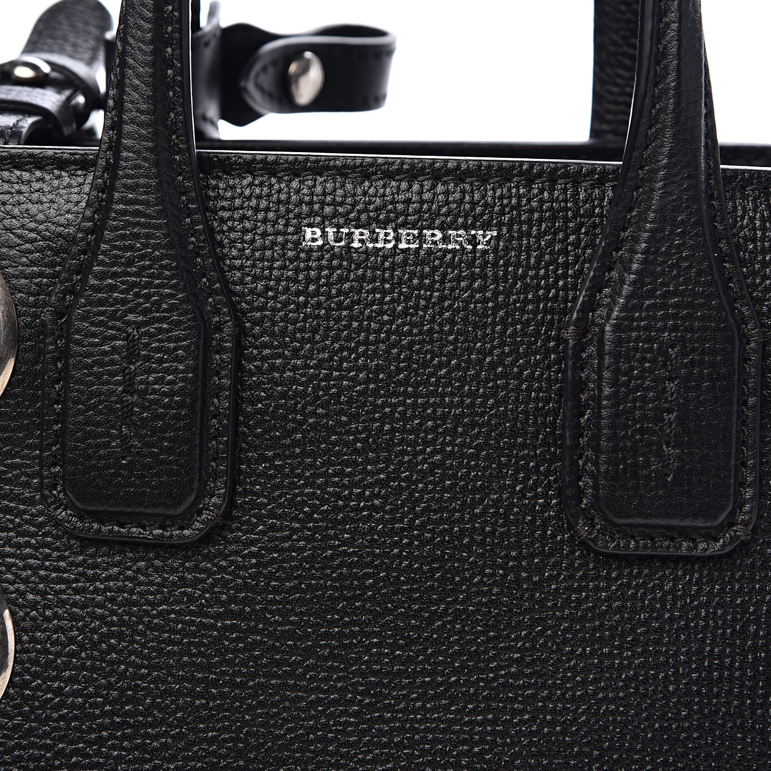 Burberry Grainy Calfskin House Check Grommet Baby Banner Tote Black 12 of 13