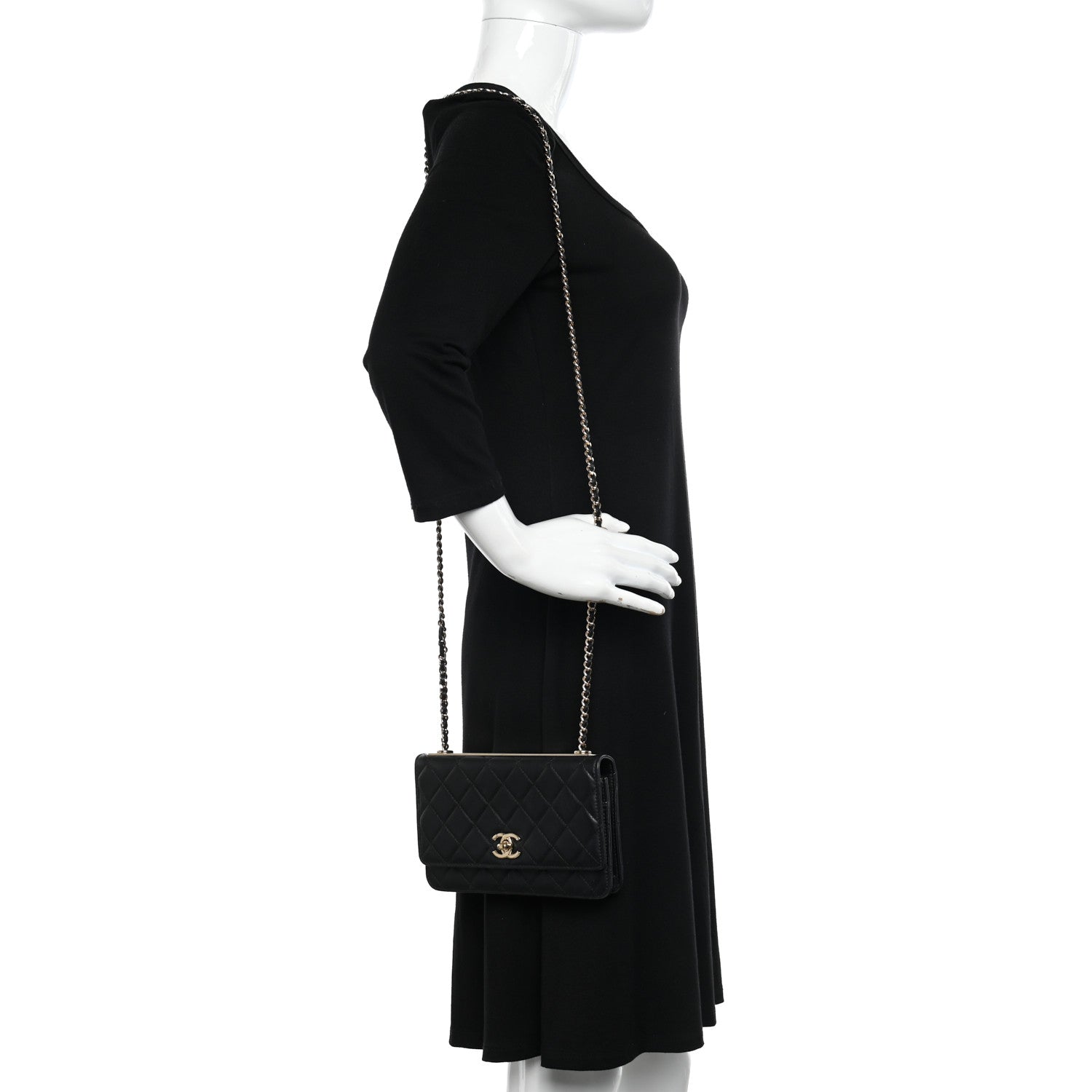Chanel Lambskin Quilted Trendy CC Wallet On Chain WOC Black 2 of 14