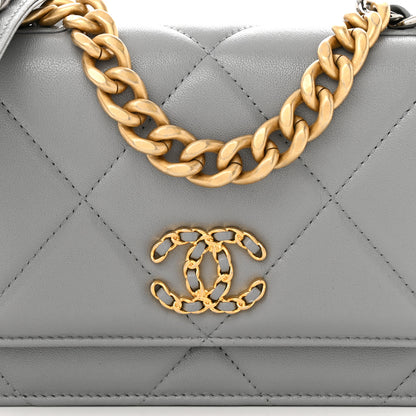 Chanel Lambskin Quilted Chanel 19 Wallet On Chain WOC Grey 9 of 12