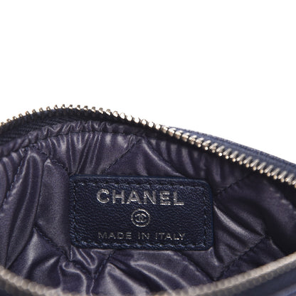 Chanel Metallic Sheepskin Chevron Quilted Small Vintage Mademoiselle Cosmetic Case Navy 6 of 8