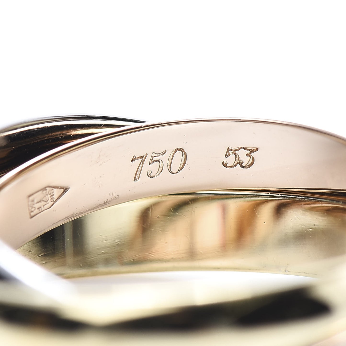 18K Pink Yellow White Gold Classic Les Must De Trinity Ring 53 6.5