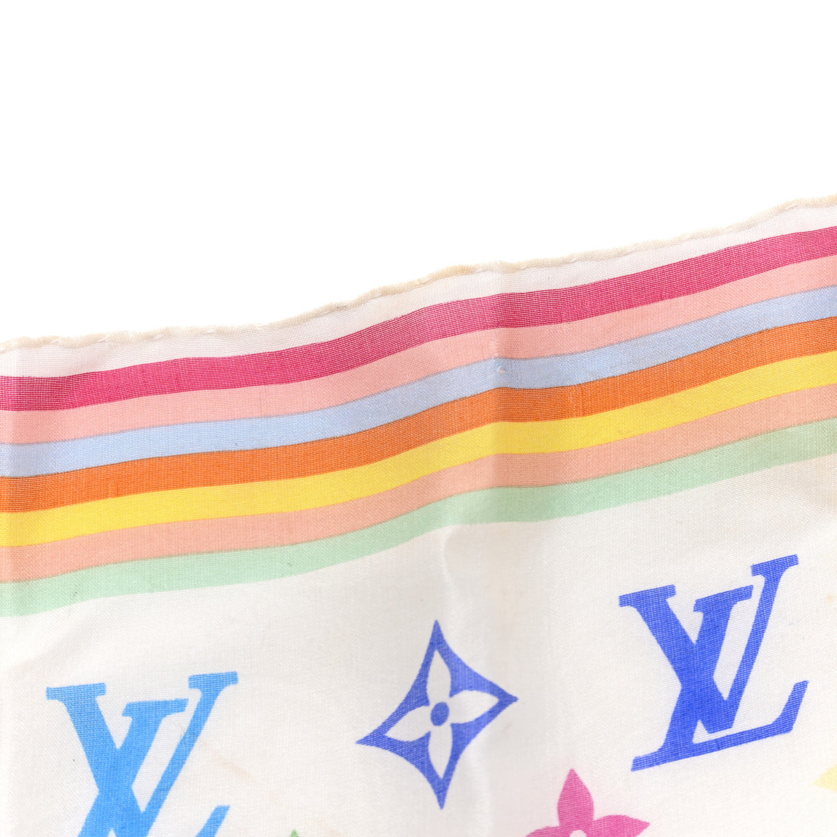 Louis Vuitton Silk Monogram Multicolor Scarf White 5 of 5