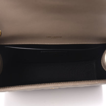 Saint Laurent Grain De Poudre Textured Mixed Matelasse Medium Triquilt Monogram Satchel Taupe 5 of 9