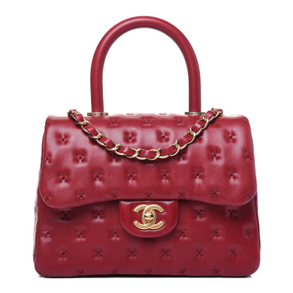 Chanel Lambskin Cross Stitch Mini Coco Handle Flap Red 1 of 14