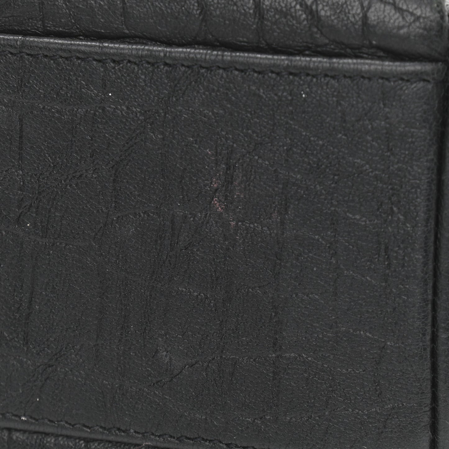 Calfskin Crocodile Embossed Medium West Hollywood Monogram Fold-Over Black