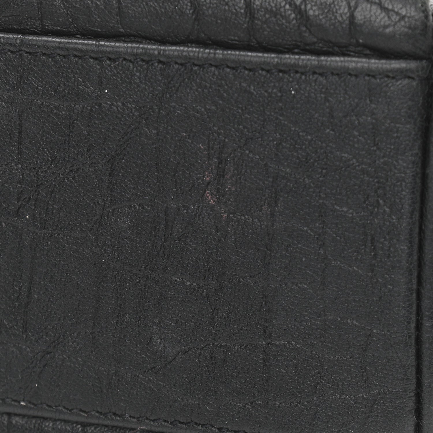 Saint Laurent Calfskin Crocodile Embossed Medium West Hollywood Monogram Fold-Over Black 11 of 11