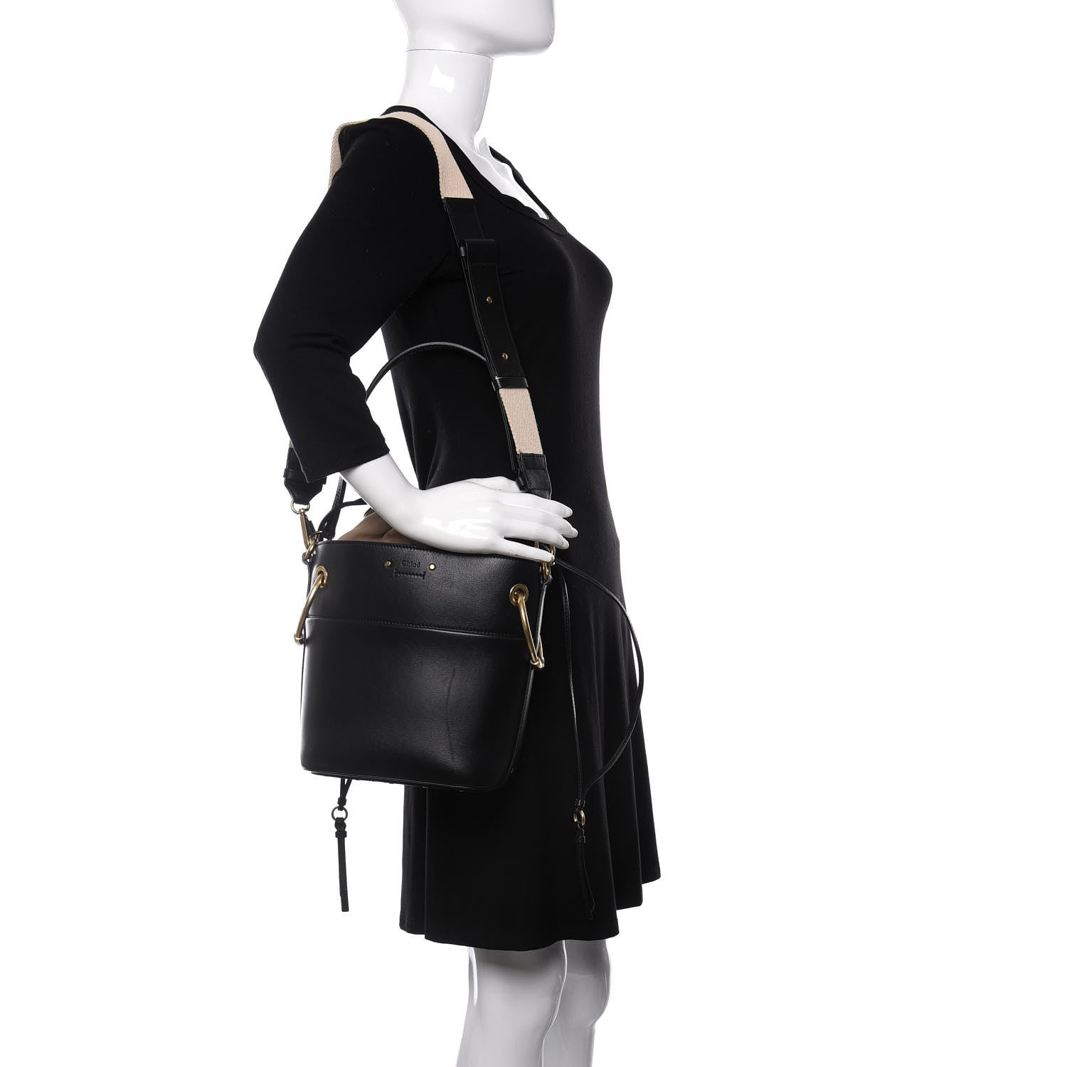 Chloe Smooth Calfskin Small Roy Bucket Bag Black 2 of 10