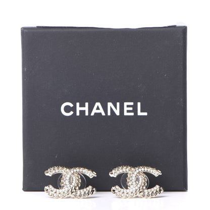 Chanel Crystal Chain CC Earrings Gold 5 of 5