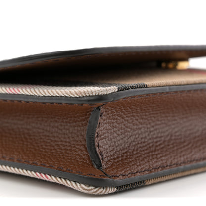 Burberry Grained Calfskin House Check Tartan Mix Hampshire Wallet On Chain Tan 8 of 12