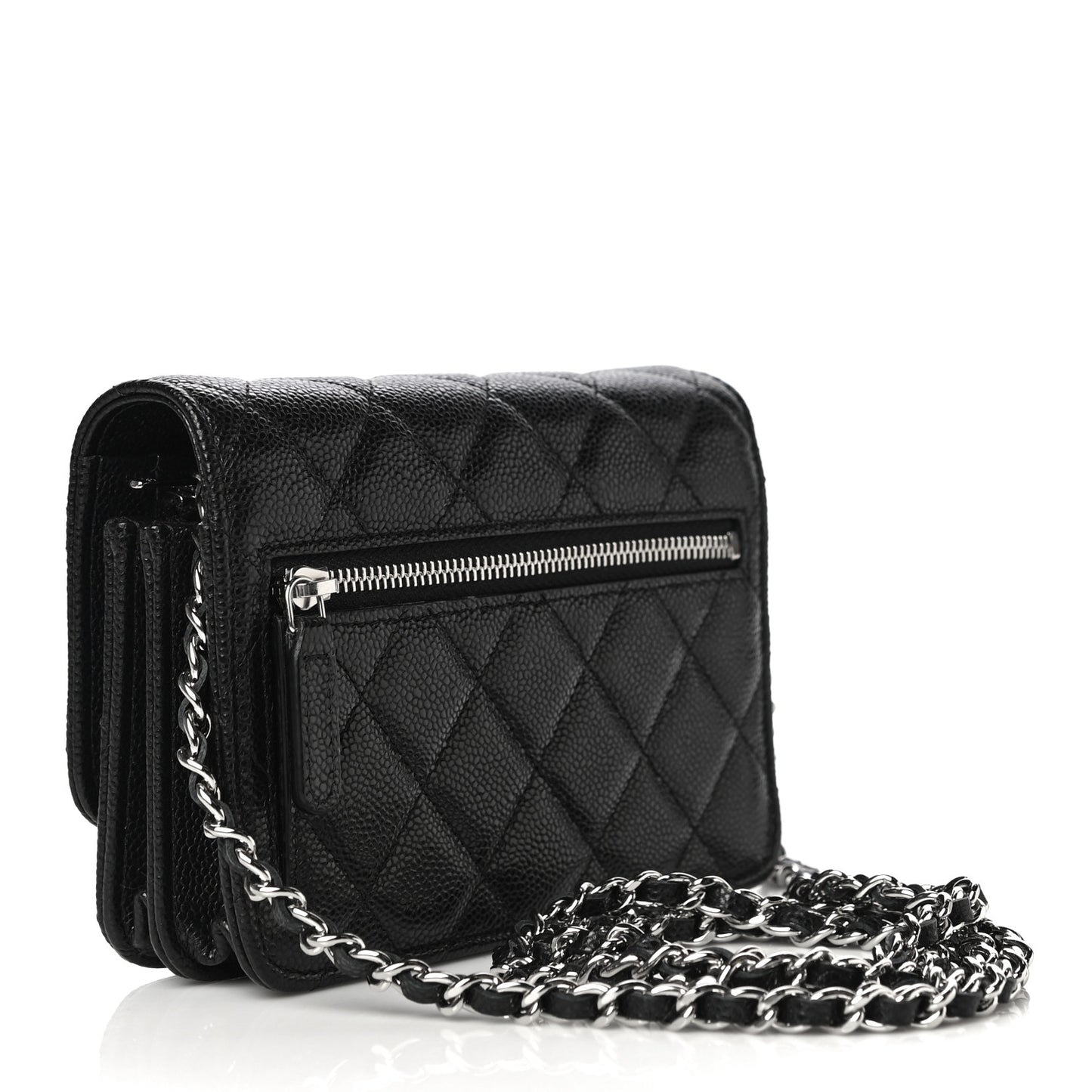 Caviar Quilted Mini Wallet On Chain WOC Black