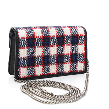 Gucci Vintage Tweed Check Super Mini Dionysus Shoulder Bag White Hibiscus Red Marine 2 of 8