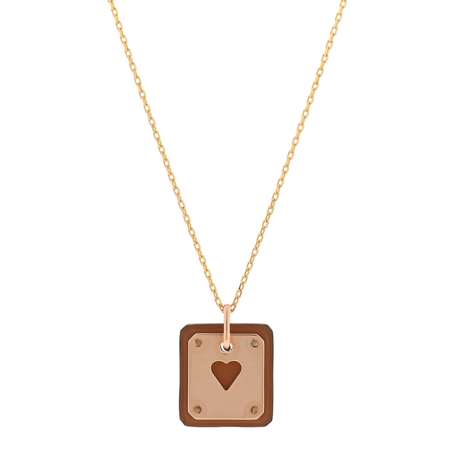 Hermes Rose Gold Plated Swift As De Coeur Necklace Gold 1 of 5