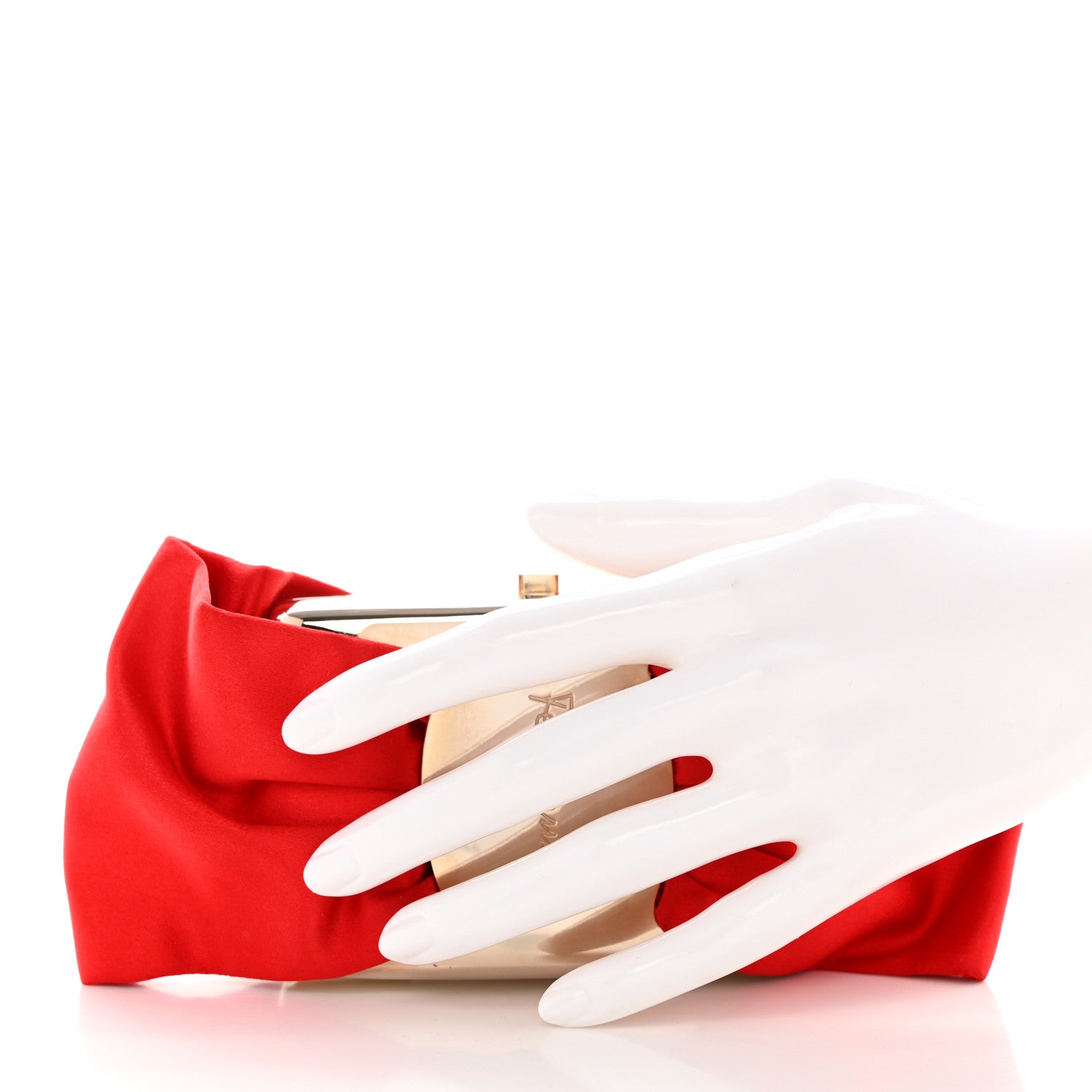 Salvatore Ferragamo Satin Bow Clutch Red 2 of 8
