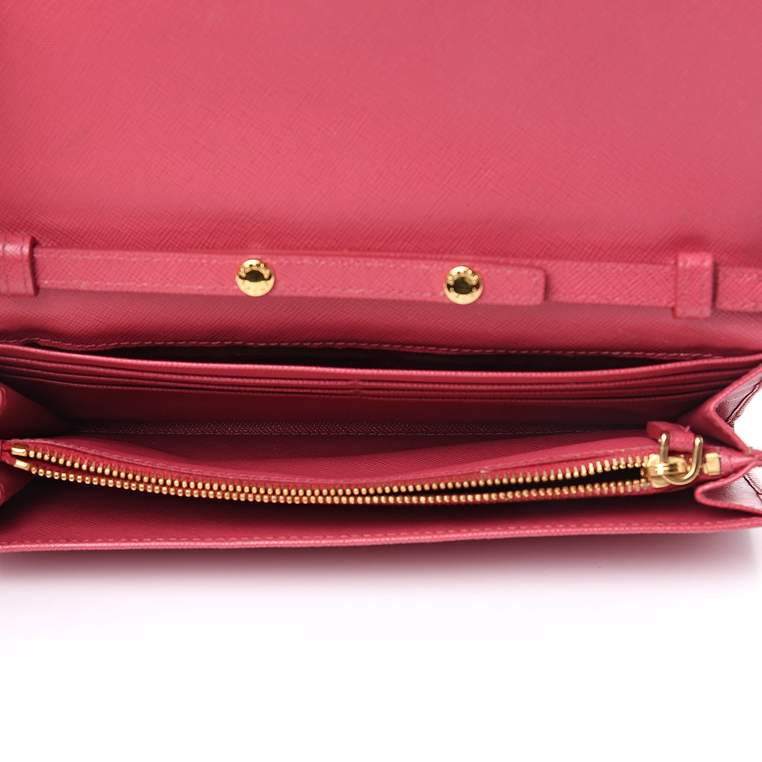 Prada Saffiano Metal Oro Chain Wallet Peonia 6 of 11