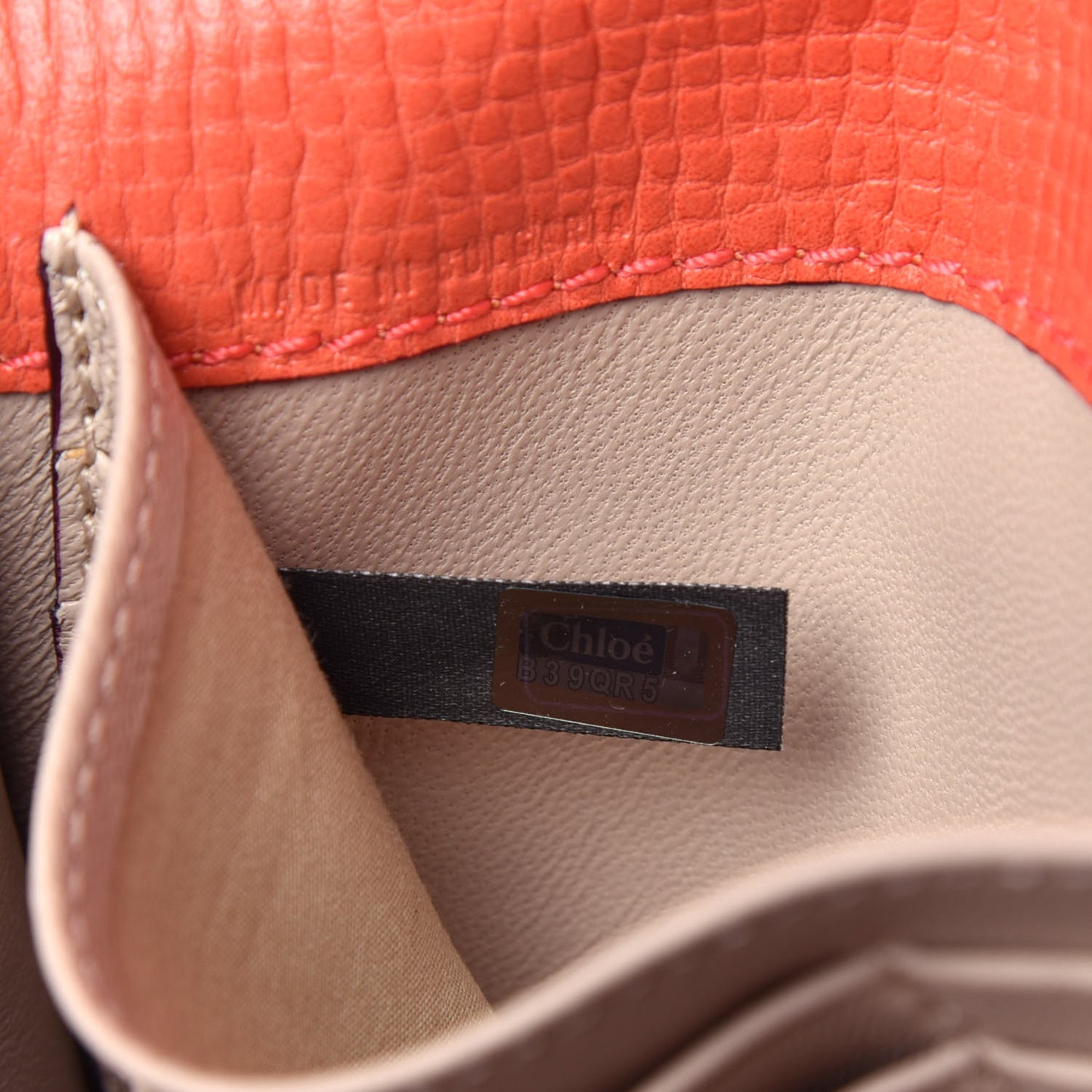 Grained Calfskin Bow Wallet On Chain Sepia Red