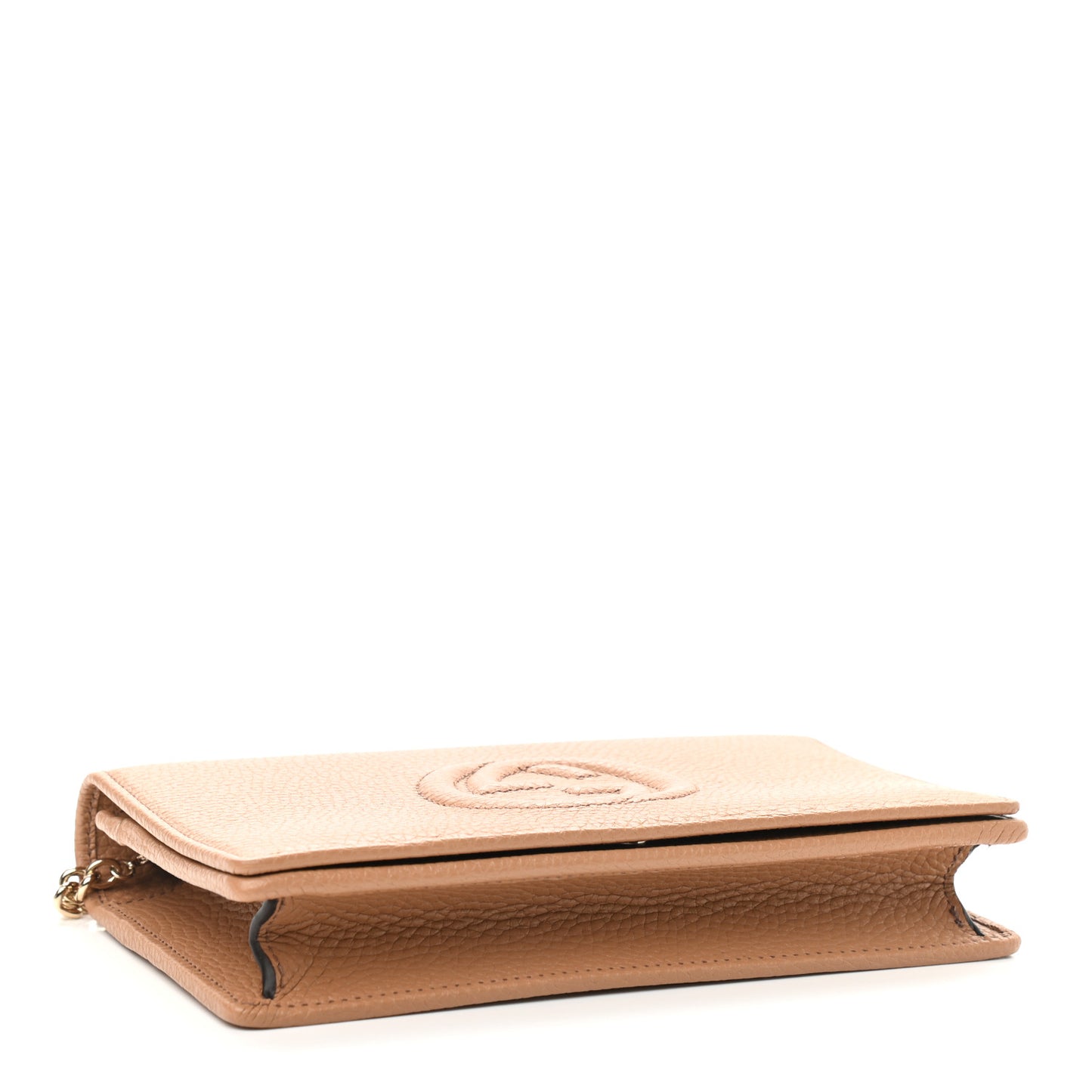 Pebbled Calfskin Soho Wallet on Chain Camelia