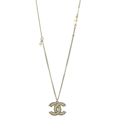 Chanel Pearl CC Pendant Long Necklace Gold 1 of 8