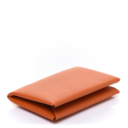 Hermes Epsom Calvi Card Case Orange 4 of 8