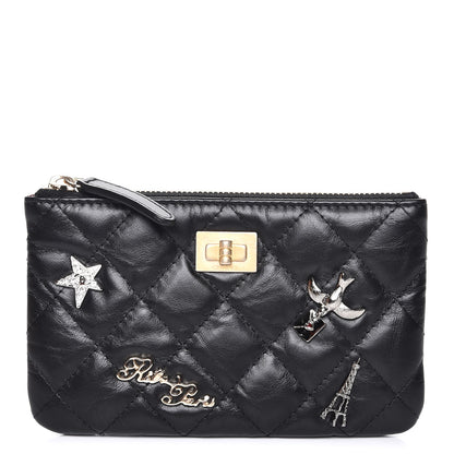 Chanel Aged Calfskin Quilted Small Lucky Charms Cosmetic Case Black 1 of 8