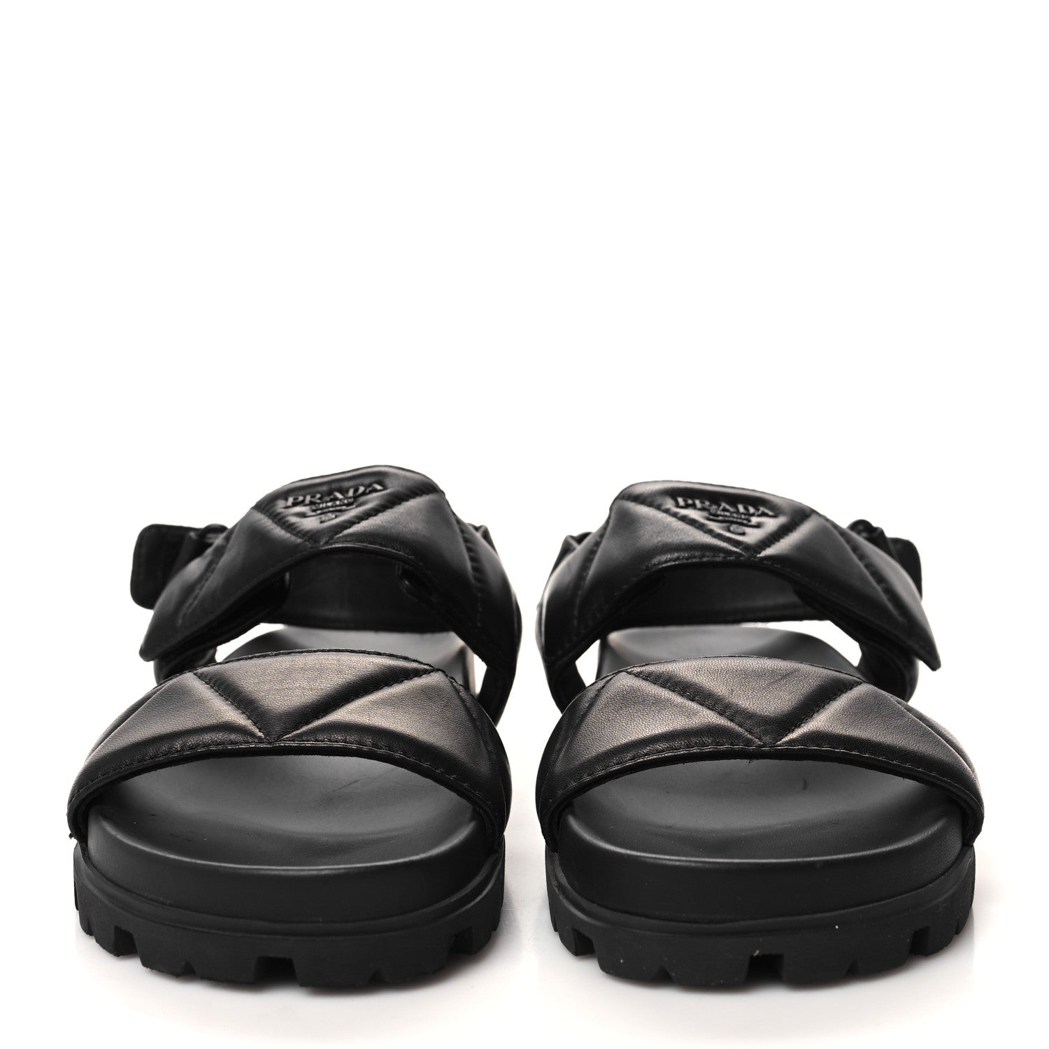 Prada Nappa Quilted Padded Slingback Sandals 37.5 Black 2 of 10