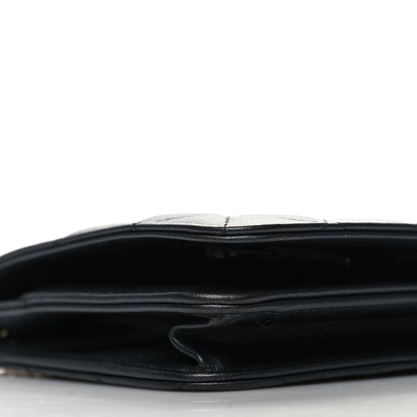 Iridescent Lambskin Quilted Pearl Wallet On Chain WOC Black