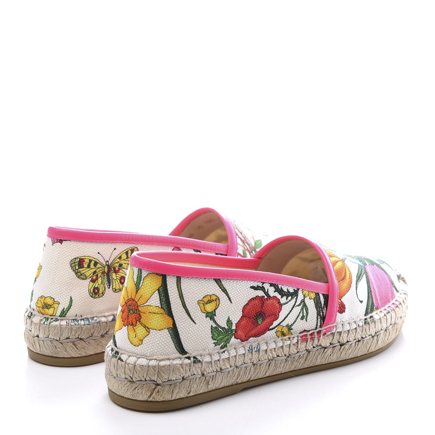 Gucci Canvas Flora Print Espadrilles 36 White Multicolor Fuxia 4 of 9