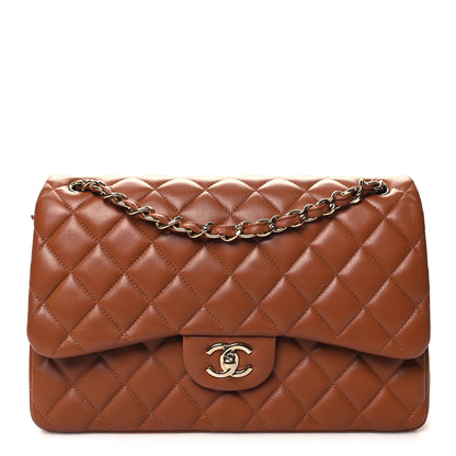 Chanel Lambskin Quilted Jumbo Double Flap Brown 1 of 12