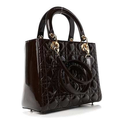 Christian Dior Patent Cannage Medium Lady Dior Dark Brown 2 of 4
