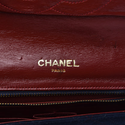 Chanel Jersey Lambskin Quilted Single Flap Dark Red Blue 6 of 18