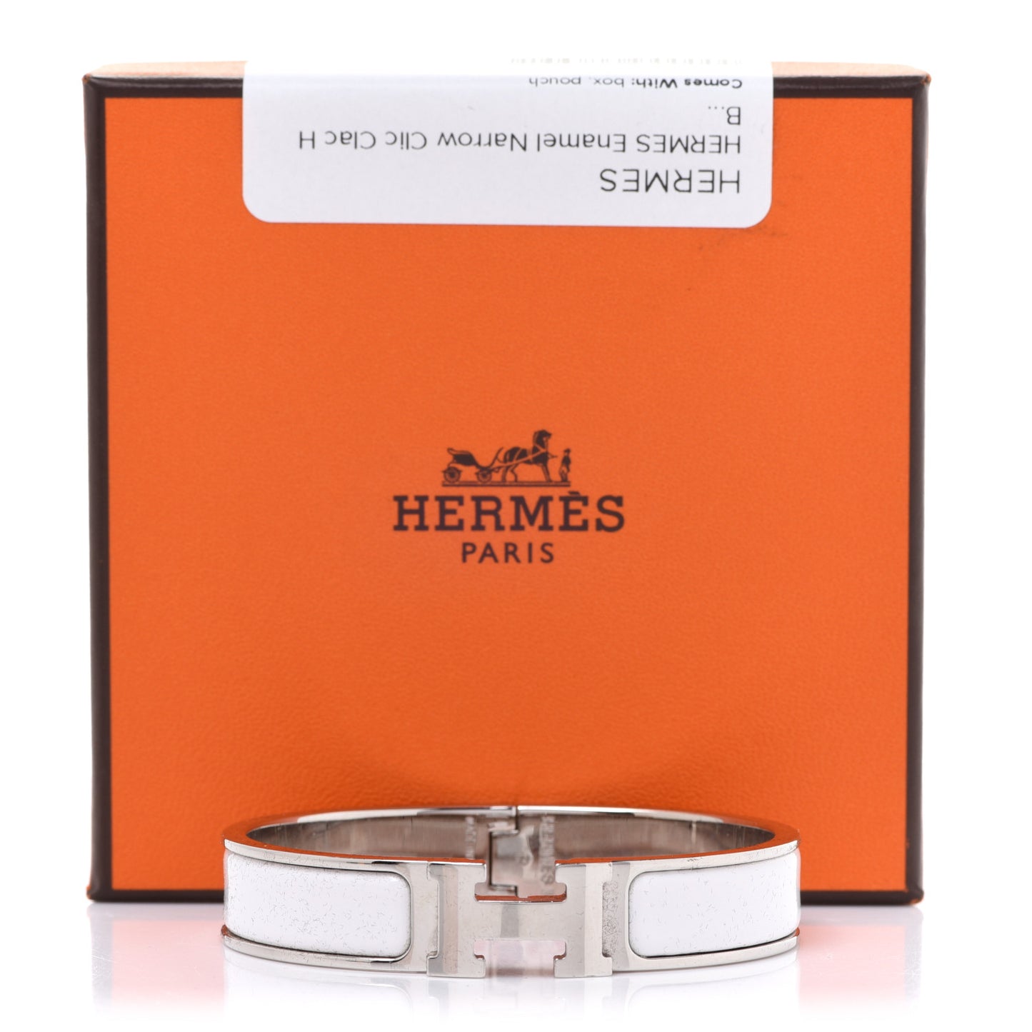 Enamel Narrow Clic Clac H Bracelet PM White